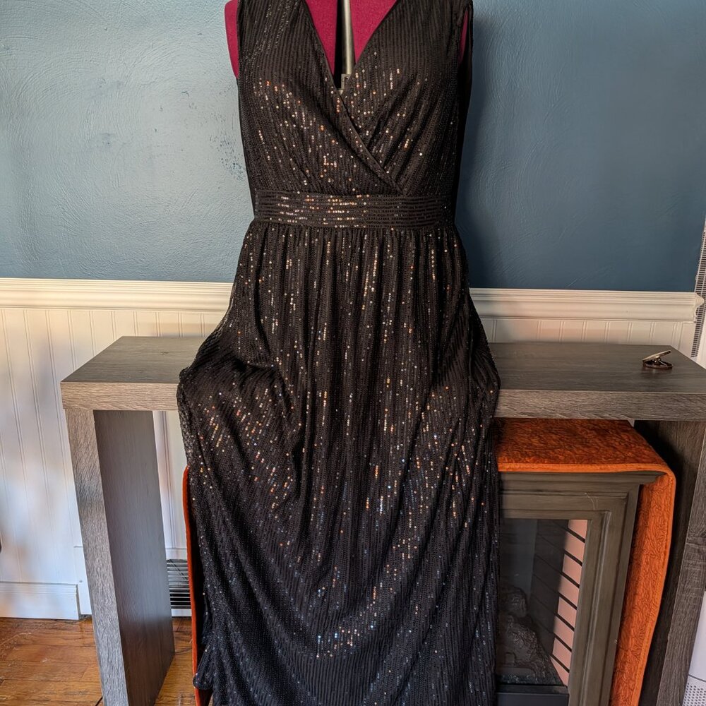 Black sequin long dress